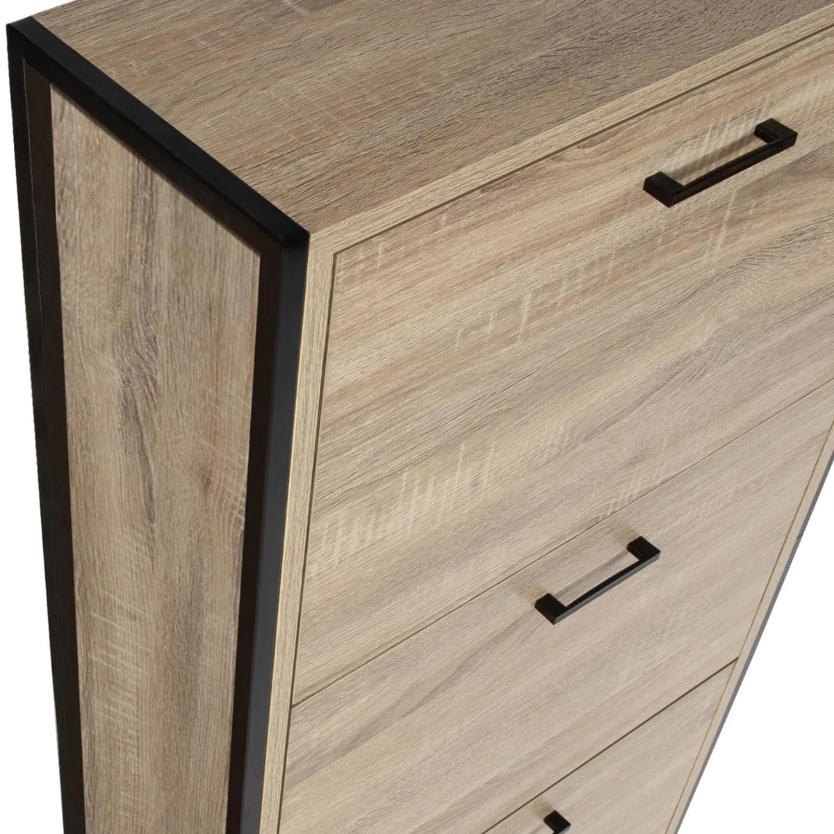 IDMarket - Mueble para zapatos 18 pares LUIS 3 puertas Diseño industrial