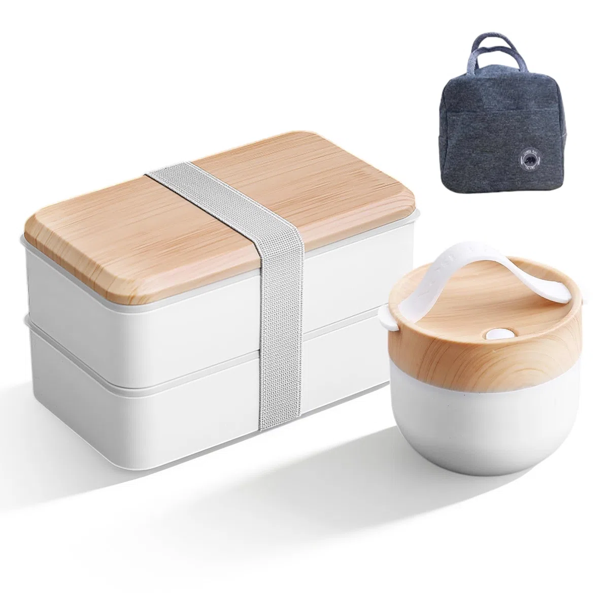 Bento Box japonesa: fiambrera infantil de 1400 ml + cuenco de sopa de 600 ml con bolsa aislante, caja de desayuno, caja de desayuno, con cubiertos para adultos y niños, para el trabajo y la