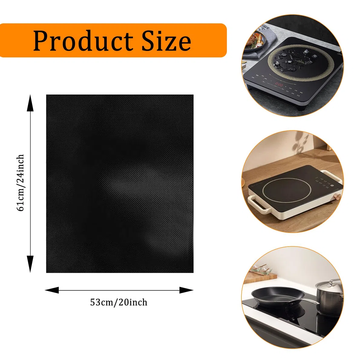 Esterilla Protectora de Inducción 61x53cm Placa Inducción Almohadillas Antideslizantes Protector Inducción Cocina Silicona (Magnética) para Estufa de Inducción