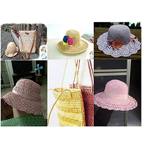 600 Metros/Rollo de Hilo de Paja de Rafia Natural para Tejido a Mano de Ganchillo, Sombrero de Verano, Bolso, cestas de cojín, Material de Tejer DIY
