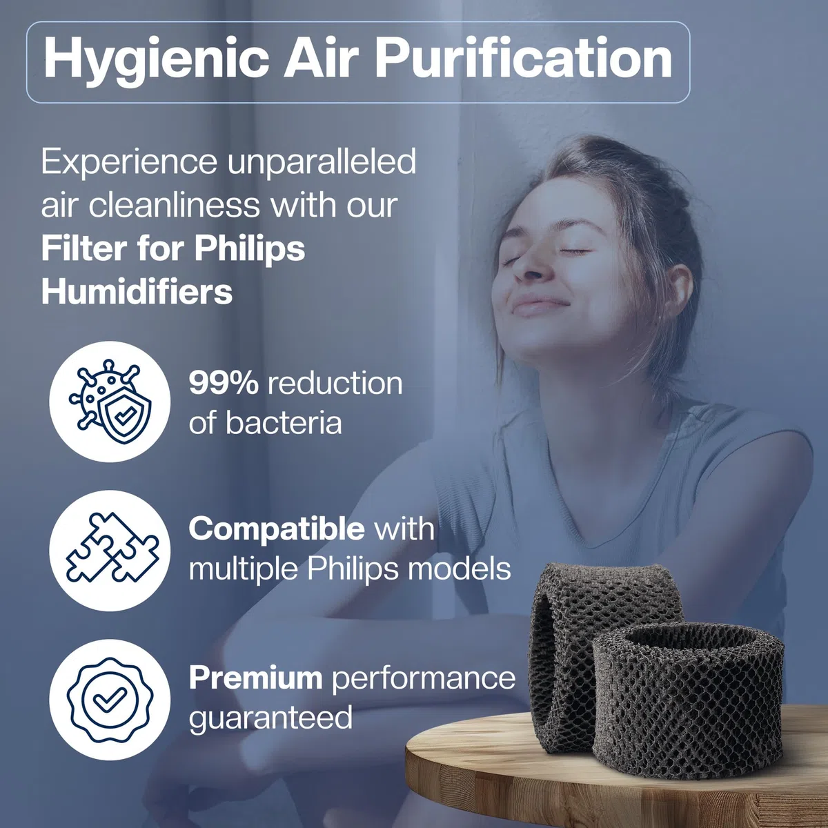 2 filtros para humidificador Philips [HU4814, HU4813, HU4811, HU4803 & HU4801] – Sustituye FY2401 – Humidificación higiénica, 99 % menos bacterias