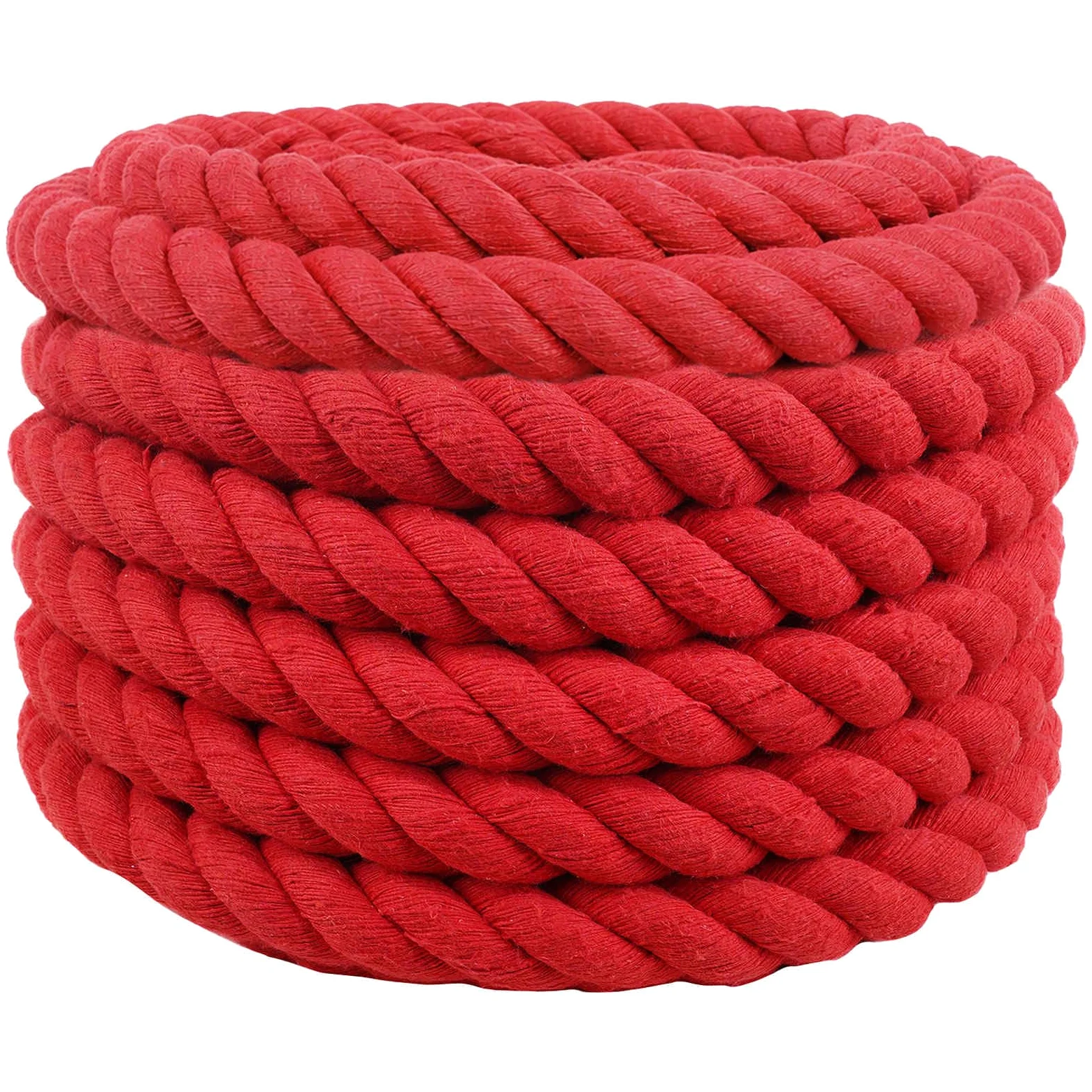 Cuerda de algodón roja de 6 x 6 x 1000 cm, 3 capas como cuerda de rocío para manualidades, macramé, decoración y aplicaciones al aire libre
