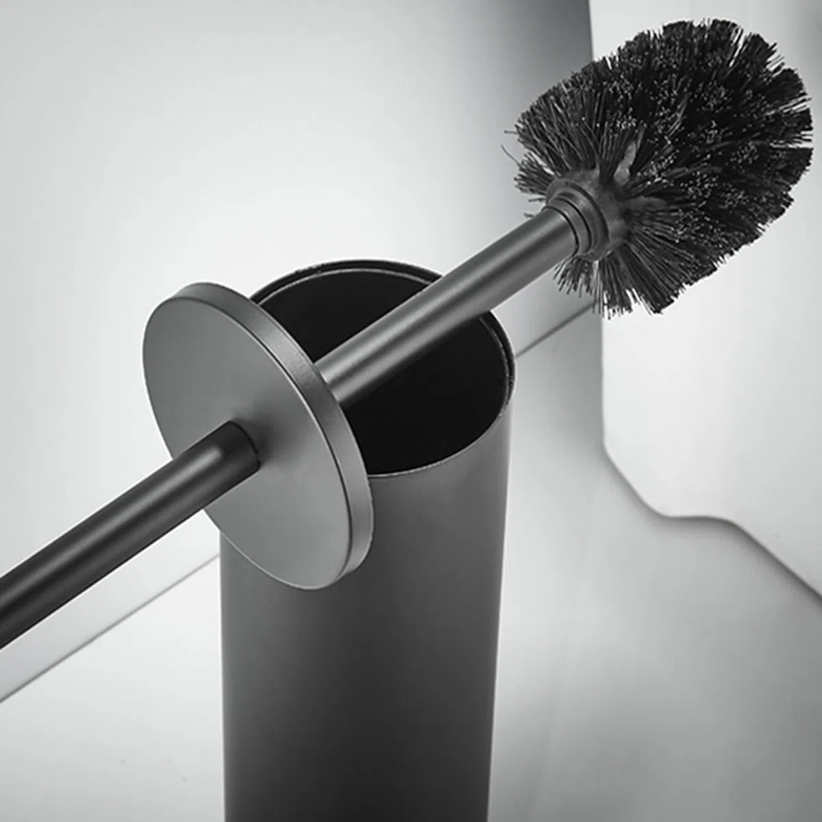 Cepillo de inodoro resistente con cerdas suaves, mango de silicona, diseño eficiente de soporte de suelo para una fácil limpieza del baño, herramienta de limpieza de inodoro duradera
