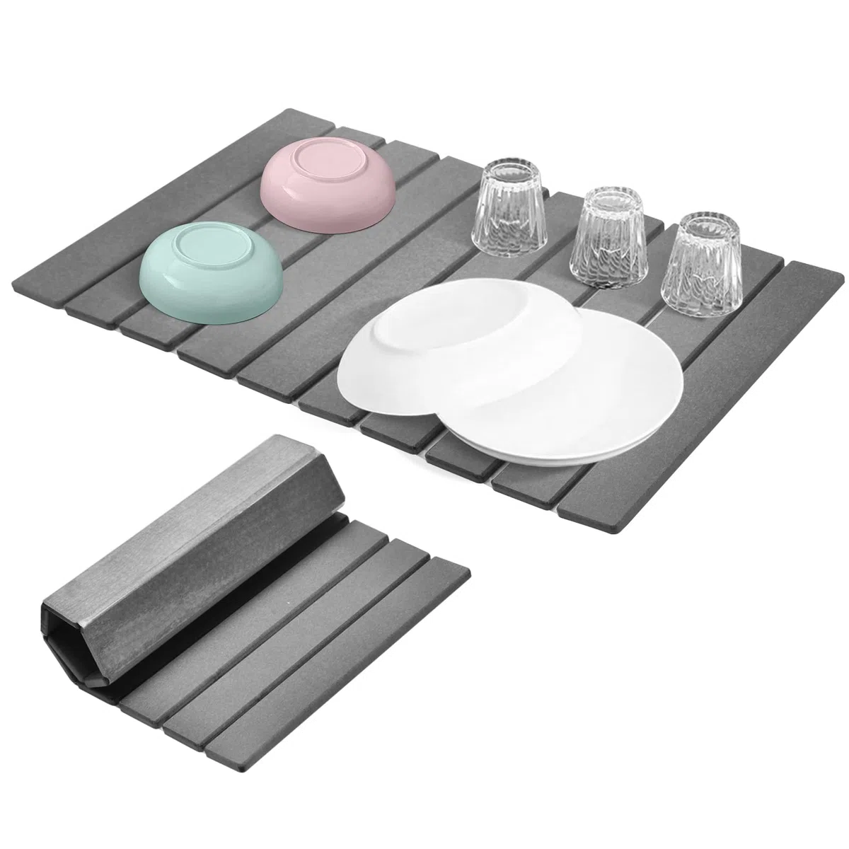 Plegable Escurreplatos para Vajilla: Alfombrilla de Diatomita Absorbente para La Cocina para Vajilla Botellas y Tazas-Secado Rápido Resistente Escurridora- Ideal para Cocina y Baño-60 x 40 cm
