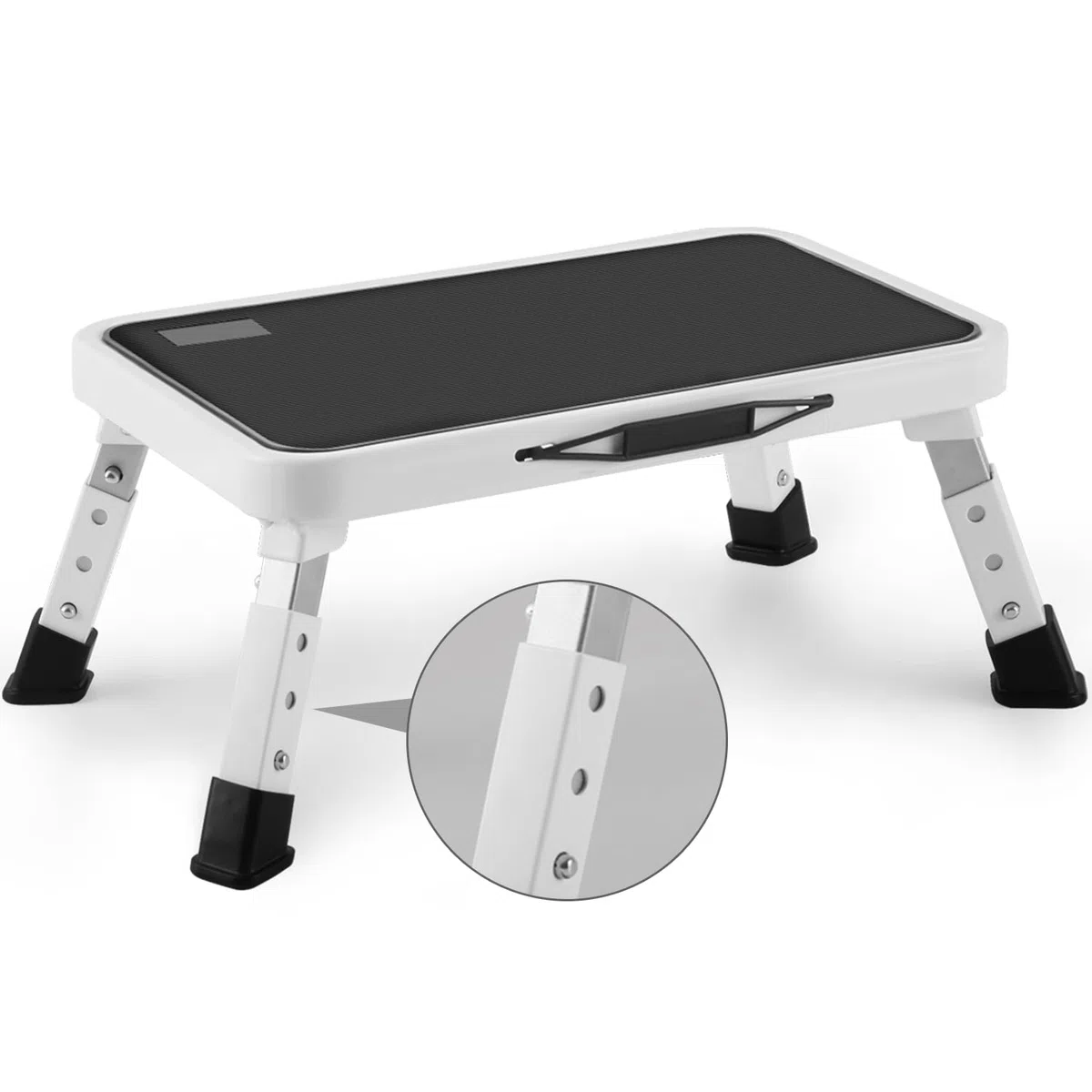 HBTower Taburete plegable, altura regulable, escalera con plataforma antideslizante, soporta hasta 150 kg, escalera para cocina y hogar