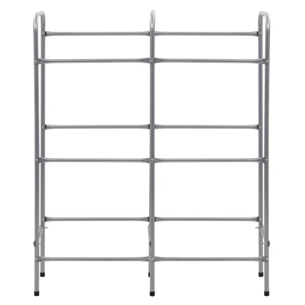 Estantería para 6 cajas plateadas, 96 x 33 x 116 cm, acero con recubrimiento en polvo, estante inclinado para alimentos y bebidas, estantería de almacenamiento para taller, garaje, pasillo