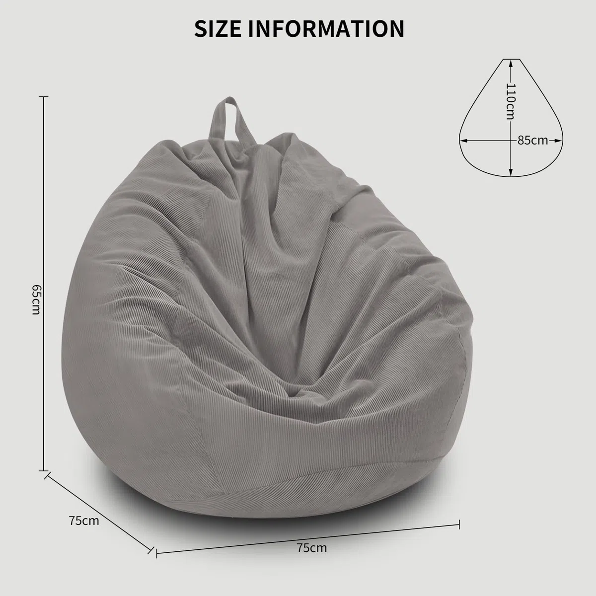 Gugxiom Funda para puf (sin Relleno), Funda para puf de Almacenamiento de Animales de Peluche, Funda de Pana de, Relleno para Mascotas, Perros y Gatos, Camas perezosas, Saco de Frijol