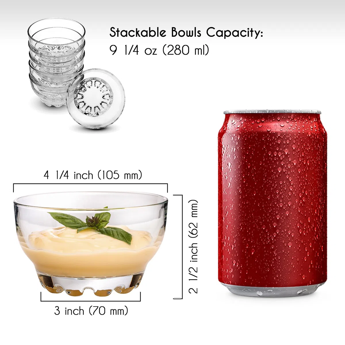 Volarium CRYSTALIA Cuencos de Postre SIN PLOMO Cuenco de Helado de Vidrio, Cuencos para Postres Cristal, Tazones para Salsas Cuencos Aperitivos Copas Postre Cristal Cuenco Natillas Bol Natillas