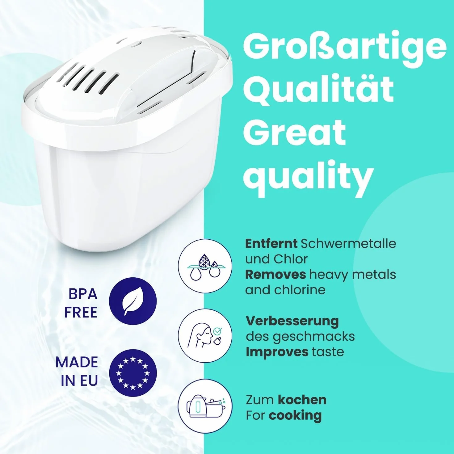 Aquafloow Juego de 12 Cartuchos Filtro Agua | Compatibles con Brita Maxtra+, Maxtra Pro, Jarras Marella, Style, Elemaris | Reduce Cloro, Cal, Metales Pesados e Impurezas