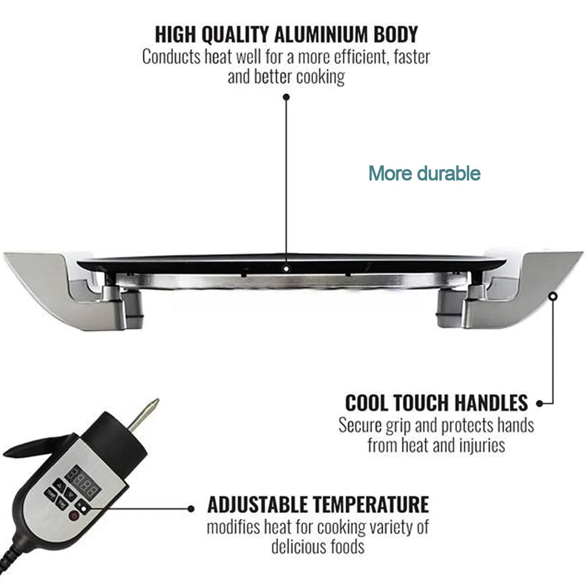 Pliddle Eléctrico De 40 Cm para Injera Etíope, Fabricantes De Crepes Antiadherentes Y Chapati & Skyet and Panqueke Fabricante De Panqueques, Control De Calor Digital Ajustable, Incluso Distribución