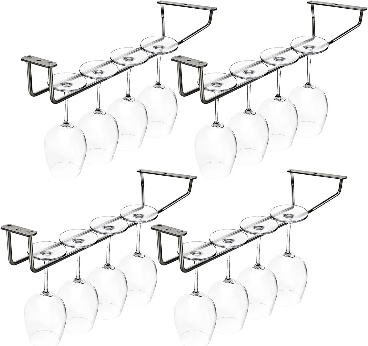 Soporte para Copas de Vino Colgante, 4 Piezas, 35x11 cm, Cuelga Copas de Vino, Colgador Copas Vino, Soporte para Copas Bar con Tornillos, para Bar y Cocina