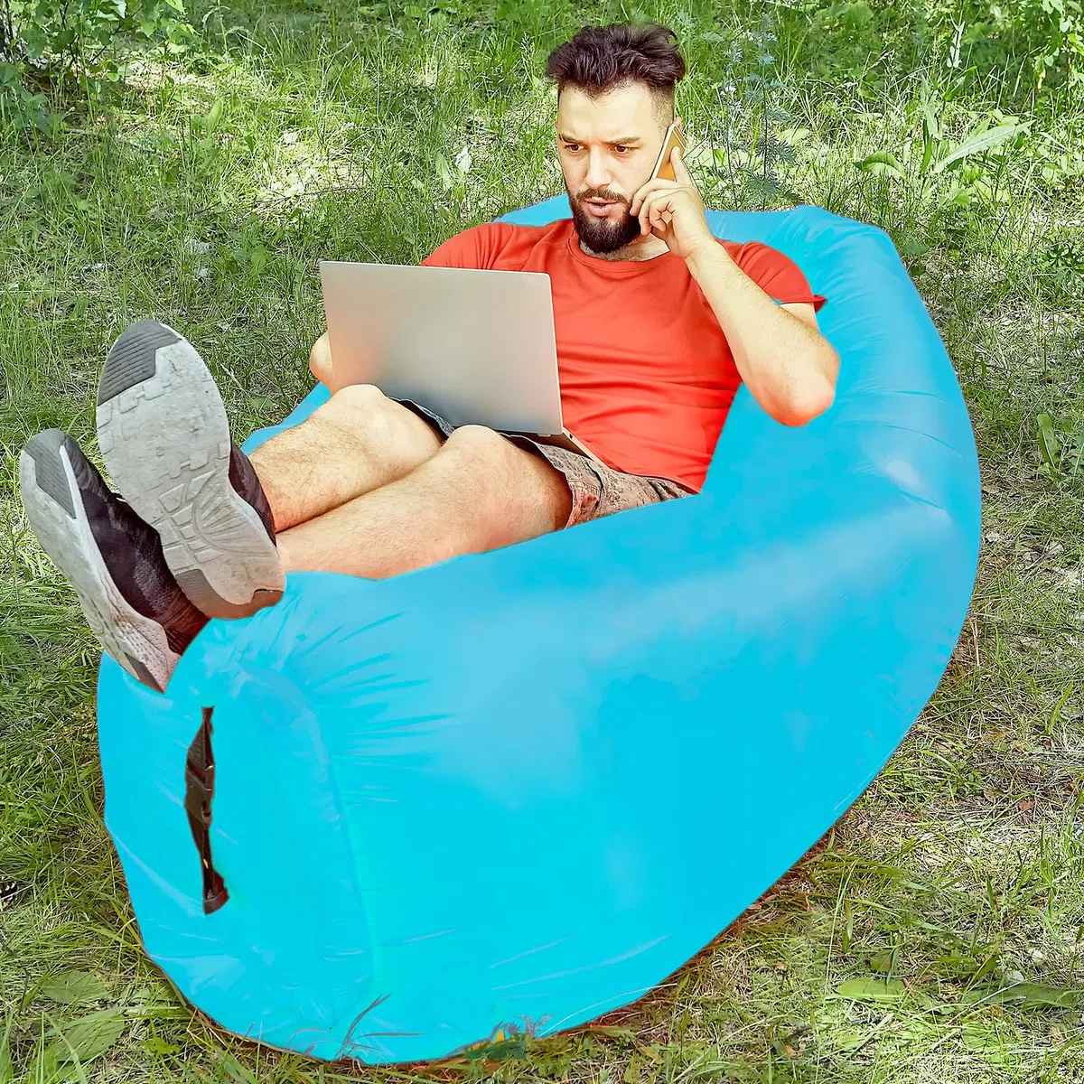 Sofá Inflable Playa, Tumbona Hinchable, 200 * 70cm Sofá Inflable Portátil Plegable, Anti Fugas de Aire con Paquete portátil Bolsa de Aire para Viajes, Camping, Festivales de Música