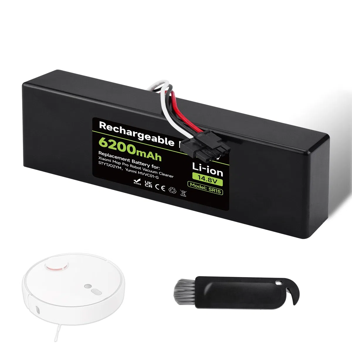 6200mAh 14.8V Batería de Repuesto Compatible con Xiaomi Mop, Mop 2s, Mop Pro, STYTJ02YM, Batería para Xiaomi Robot Vacumm