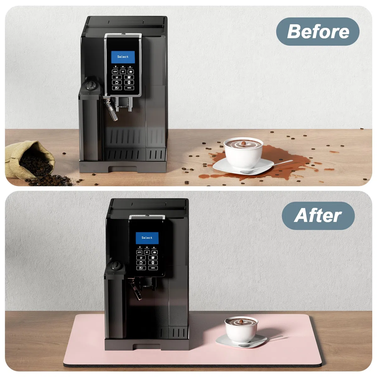 Rnivvi Tapete de café, 16 x 24 pulgadas, tapete de barra de café para accesorios y organizador de estación de café, almohadilla de secado de platos antiabsorbente para encimera de cocina, bonita
