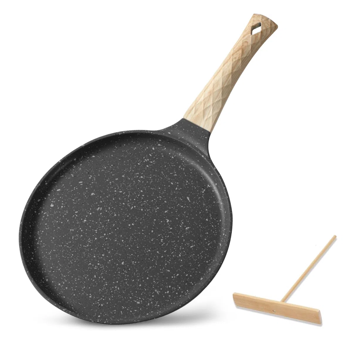 Sarten Crepes, 28 cm Crepera Sarten con Distribuidor de Masa, Revestimiento Antiadherente, Libre de PFOA, Compatible con Inducción