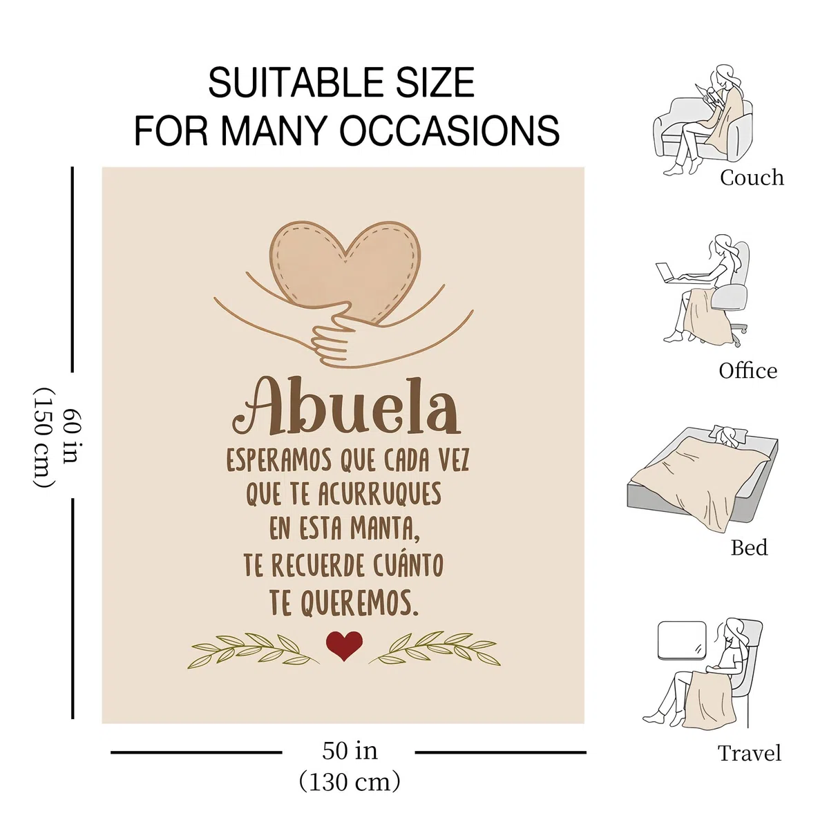Amorea Regalo Dulce Mantas para Mujeres Hombres Mamá Papá Abuela Abuelo Tía Hermana Mejor Amiga Regalo de Cumpleaños Regalo del Día de la Madre Regalo del Día del Padre (Abuela-b)