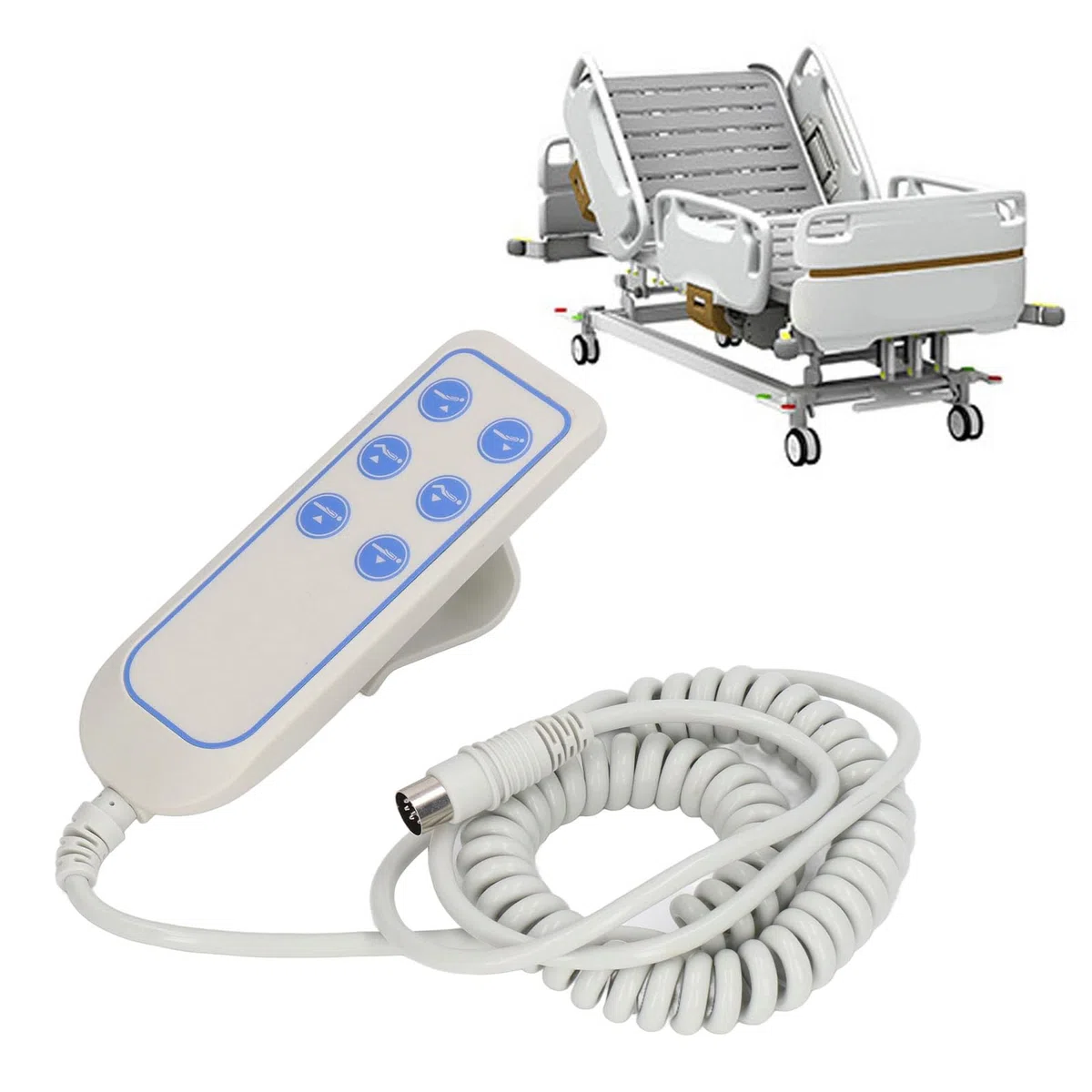 Fdit Controlador de Cama Elevadora, Cable Manual, Regulador de Mano, Cama Ip66, Empuje para Sillas Elevadoras de PVC de 8 Pines