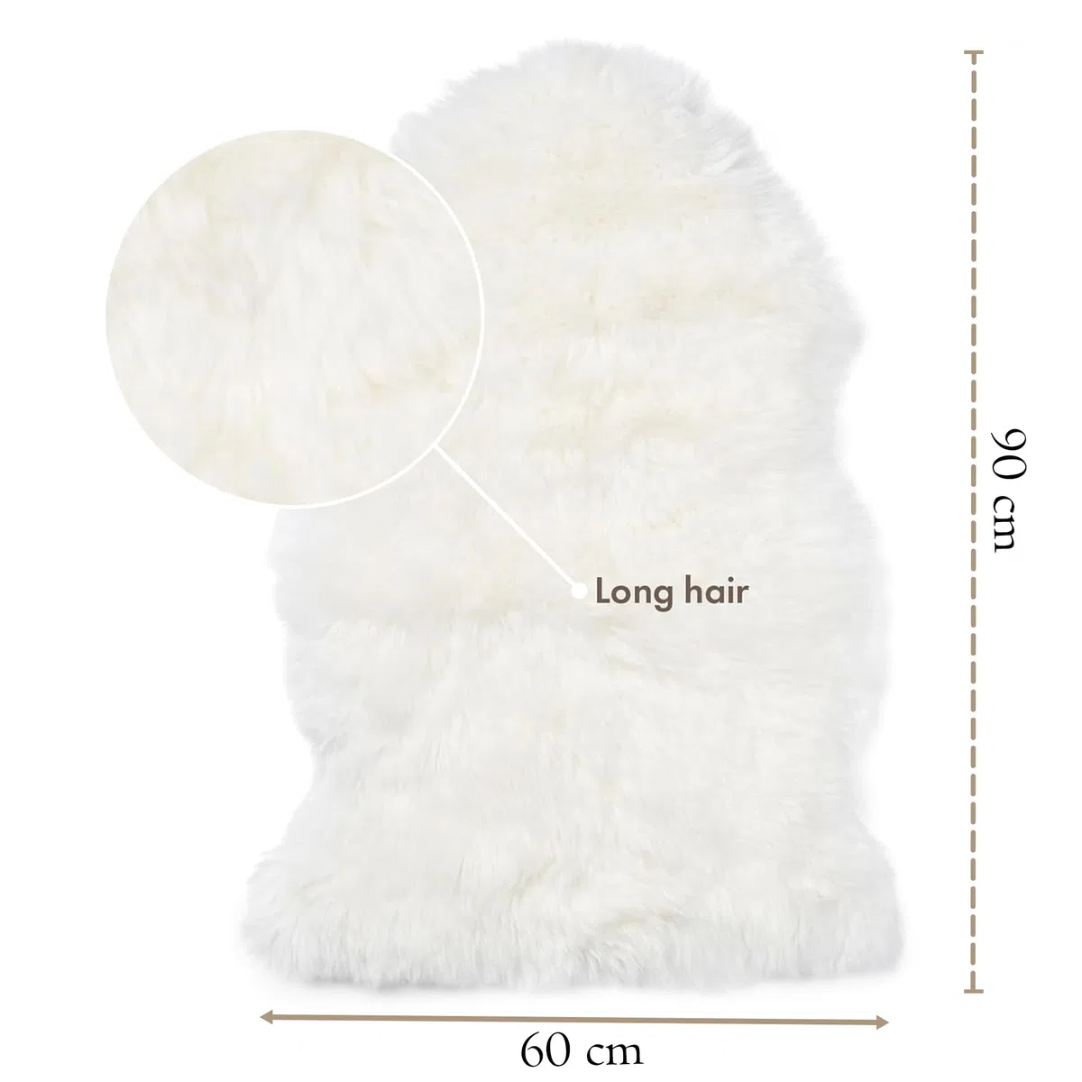 Alfombra de piel de oveja de lujo, 100% lana real natural, suave, sedosa y esponjosa. Manta para dormitorio, sofá o suelo muy cálida, transpirable y decorativa