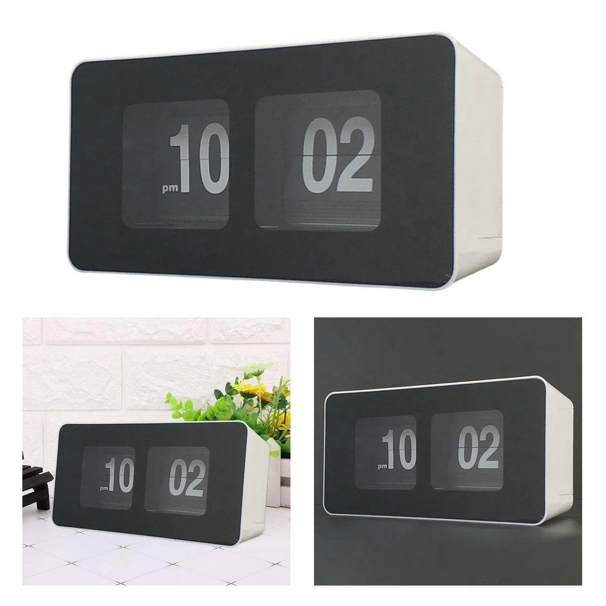 Reloj de Escritorio con Tapa Automática, Digital, Funciona con s, para Archivos de Mesa, Relojes de Página, Sin, Barrido Silencioso para Do, Blanco, Individual
