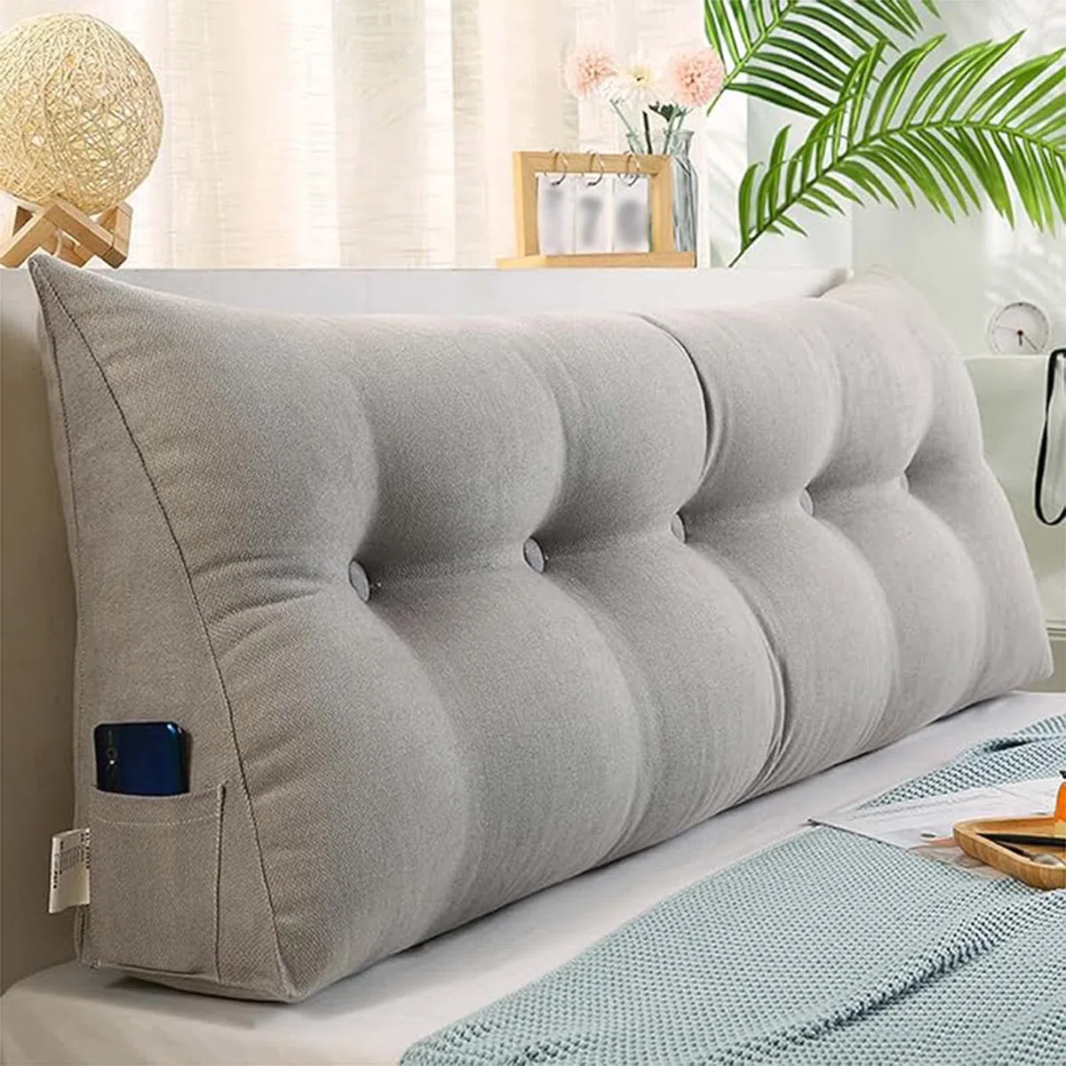 Almohada de apoyo triangular de 80 x 50 x 20 cm, cómodo cojín de respaldo de lectura para cabecero, soporte lumbar, apoyo de posicionamiento, ideal para relajación y apoyo postural.