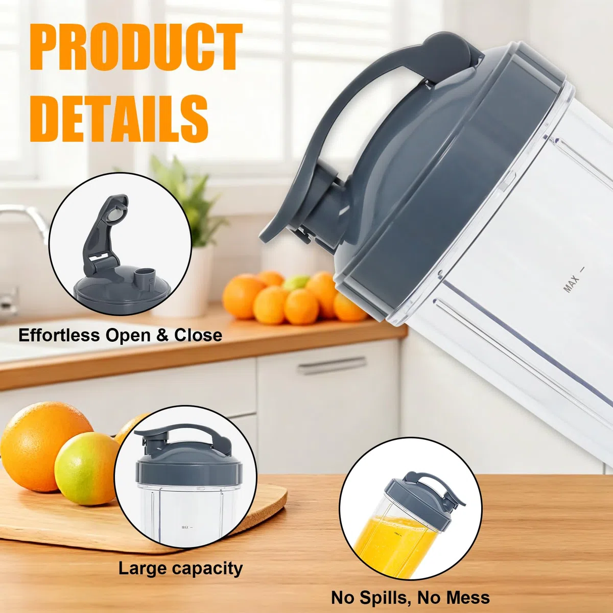 Poweka Piezas de Repuesto Compatible con Nutribullet 600W / 900W, 2 Vasos de 32oz con Tapa Abatible Compatible con Nutribullet Licuadora de Alta Velocidad