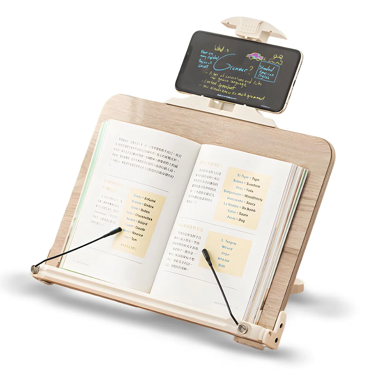 ACTOYS Atril para Libros, con 16 Alturas Ajustables, Atril Estudio, Soporte para Libros, Tabletas, Portátiles, Partituras y Cuadernos, Atril Madera para Estudio, Oficinas, 33,5 x 28 cm