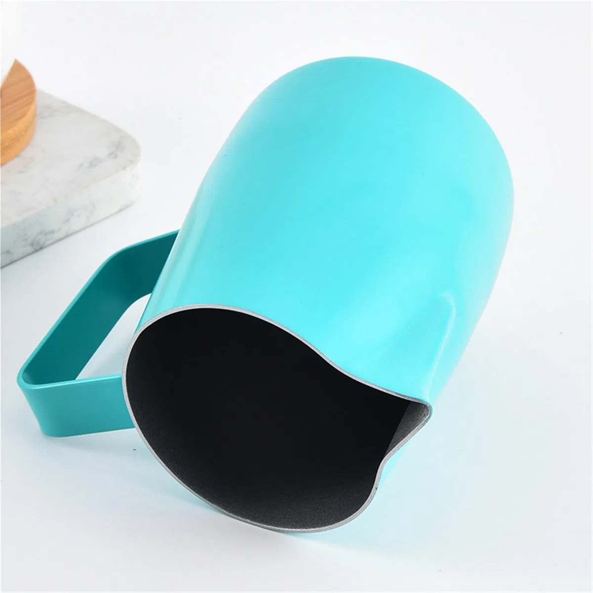 Jarra Para Espumar Leche Tazas de acero inoxidable con pico afilado, taza for espuma de leche, boca inclinada, cilindro de extracción de café, cilindro for espumar leche, utensilios for café(Black-420