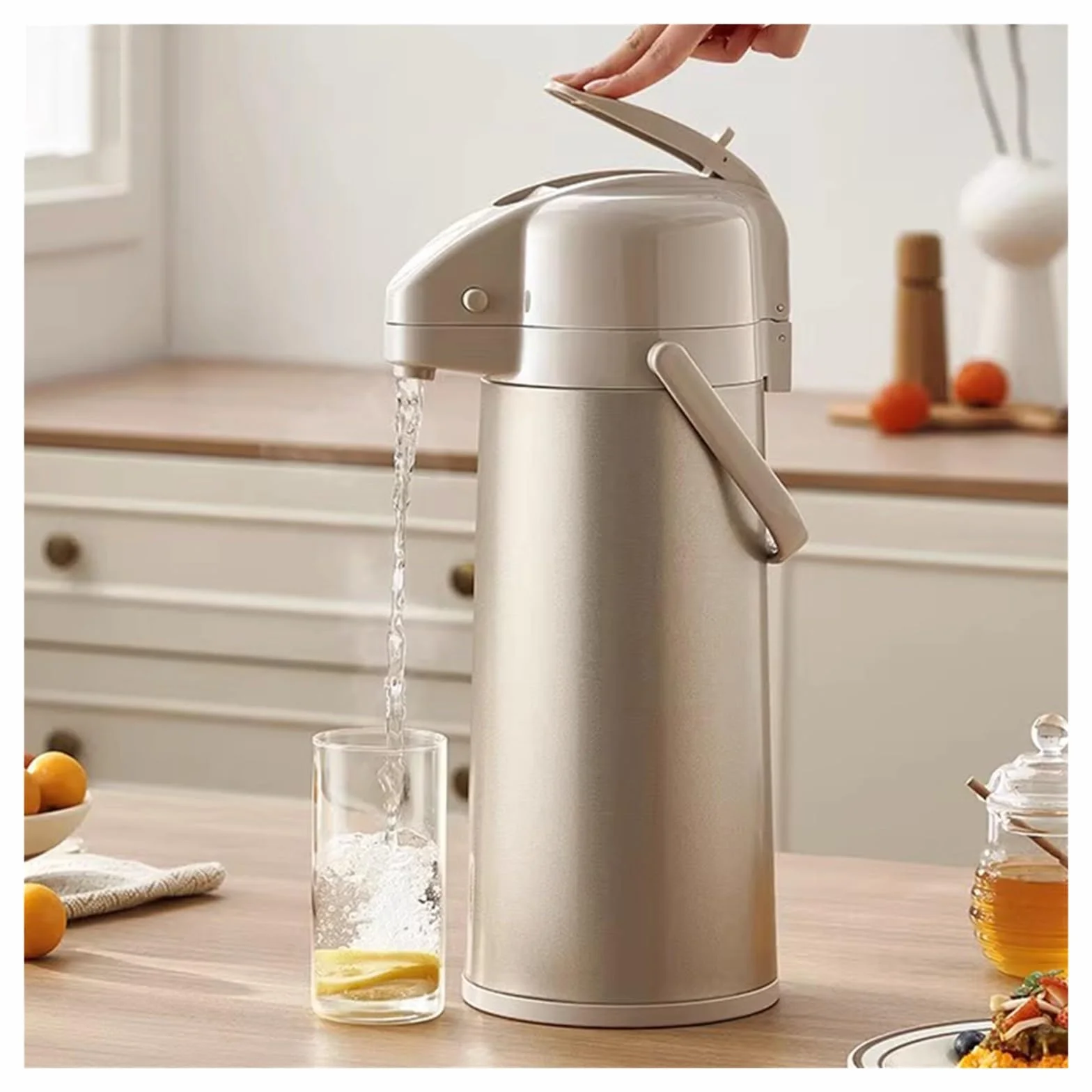 Termo de café y té, dispensador de bomba de doble pared aislada para agua caliente, gran capacidad para conferencias y eventos