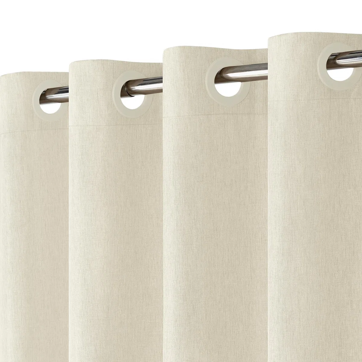 Cortina de Ducha de Lino Texturizado con Revestimiento Impermeable, Ojales Grandes, 230GSM Cortina de Baño de Tela Resistente, Dobladillo Pesado, Lavable, Instalación Fácil, 183x191cm, Crema