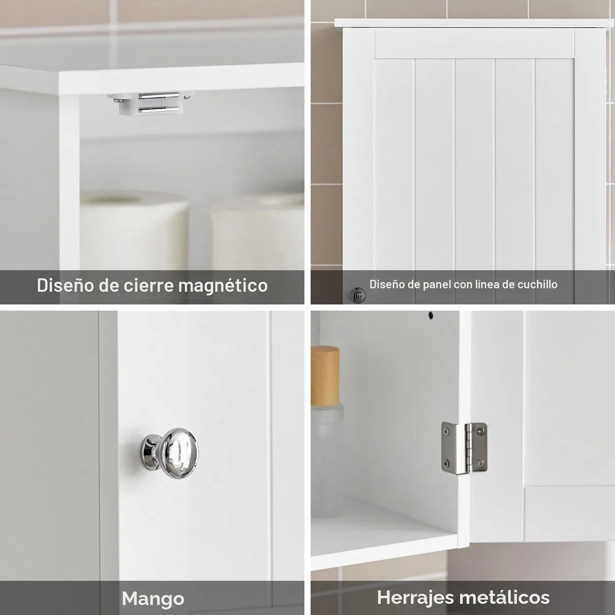 SoBuy Armario de Pared para Baño – Mueble de Baño Colgante con Puerta y Estantes Ajustables, Armario de Madera para Cocina, Pasillo – Vitrina Pared, Blanco, 40x52x23cm, BZR19-W