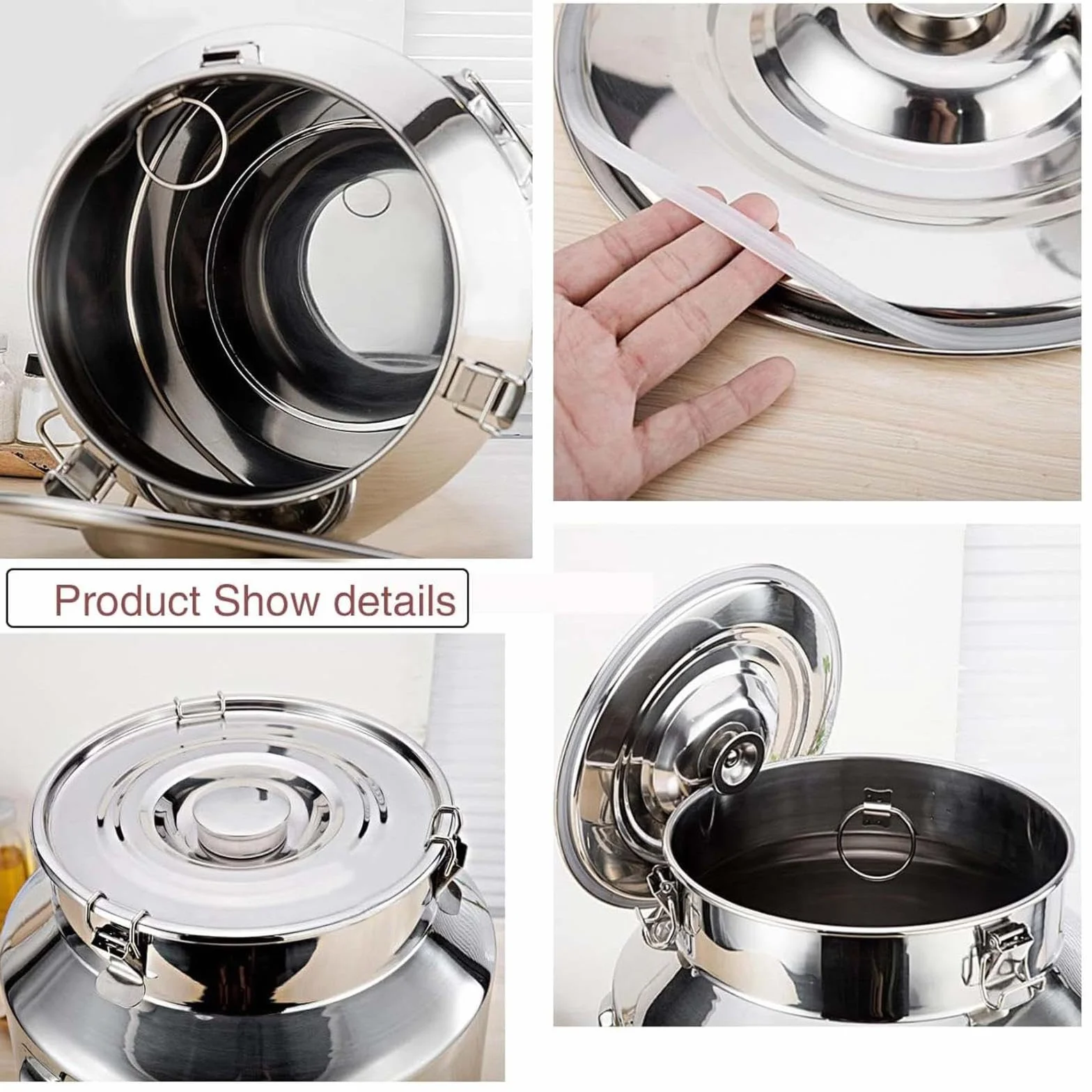 Lechera Acero Inoxidable Con Tapa, Lechera Acero Inoxidable 5-88 Litros,con Tapa Con Asa, Para Transportar o Almacenar Leche,Nofaucet-5L