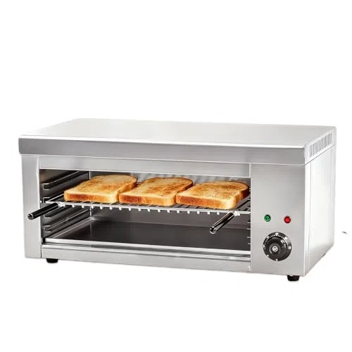 Horno de salamandra eléctrico comercial con control termostático, potencia de 2000 W, rejilla ajustable para cocinar perfectamente, para pizza, pollo asado y carne en cocinas profesionales