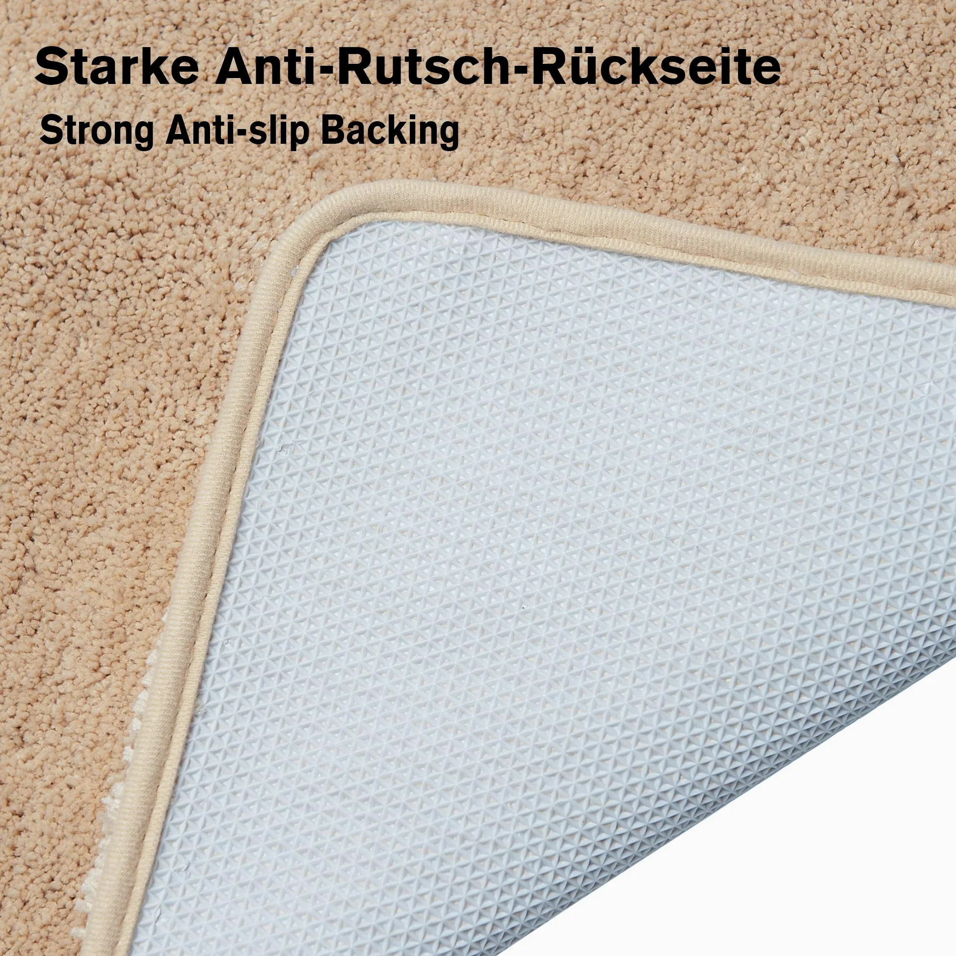 Alfombrilla de baño 120 cm x 70 cm, antideslizante, lavable a máquina, antideslizante, suave, absorbente, de microfibra, color crema y beige