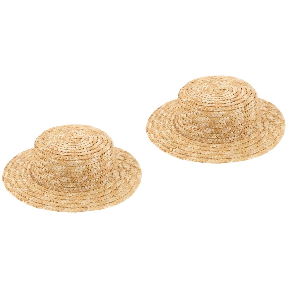 HANABASS 2 mini sombrero de paja trenzado para muñecas, diámetro interior, olla redonda, hecha a mano, sombrero de muñeca decorativo, mini sombrero para decoración de muñecas y accesorios de fotos