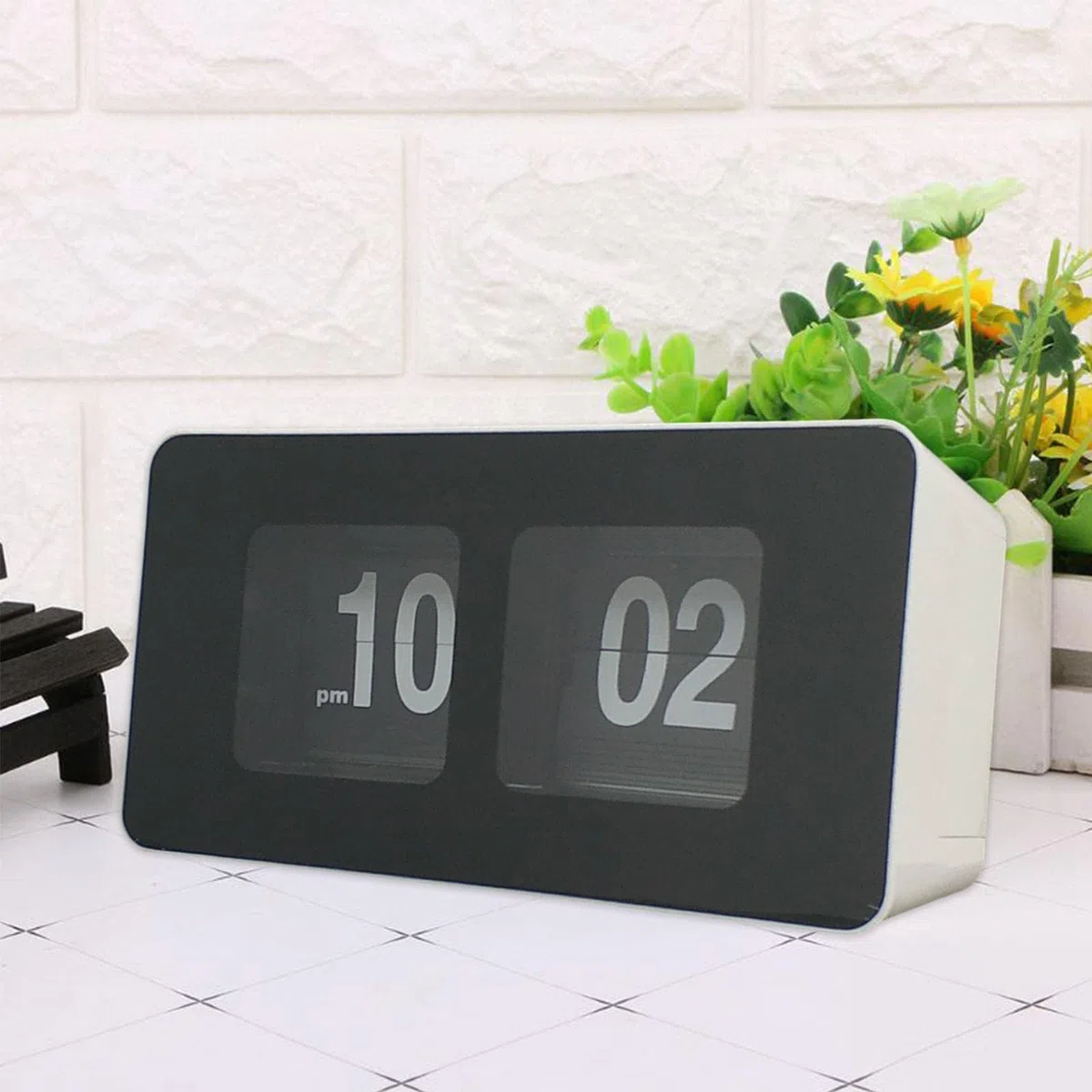 Reloj de Escritorio con Tapa Automática, Digital, Funciona con s, para Archivos de Mesa, Relojes de Página, Sin, Barrido Silencioso para Do, Blanco, Individual