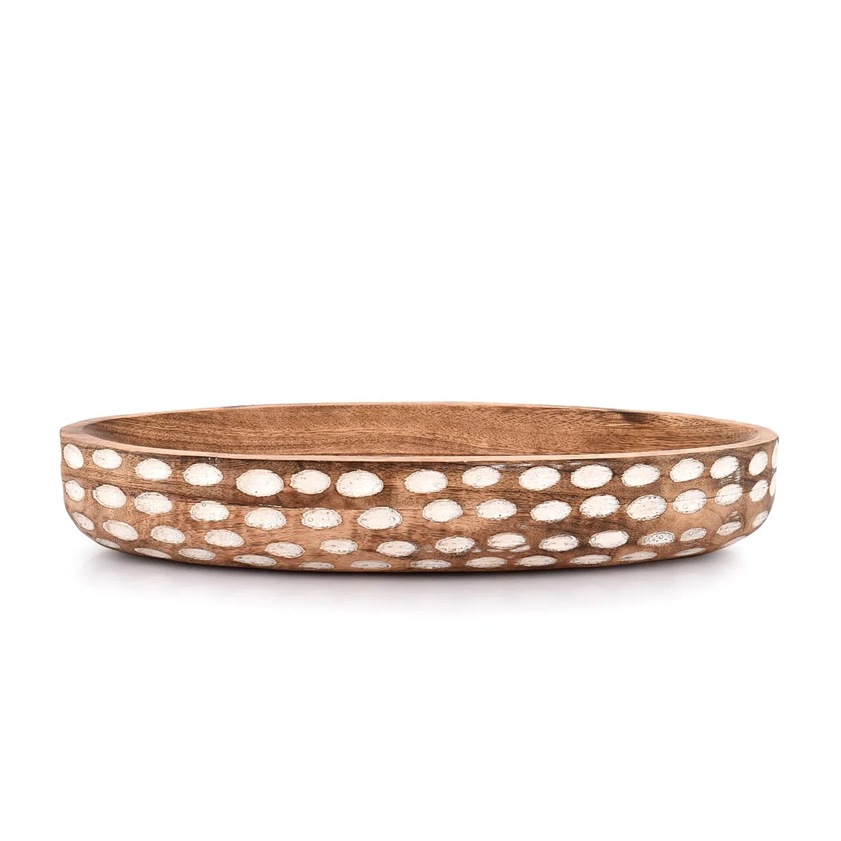 Cuenco decorativo de madera de mango para centro de mesa, comedor, sala de estar, decoración de cocina (35,56 cm x 15,24 cm x 5,84 cm)
