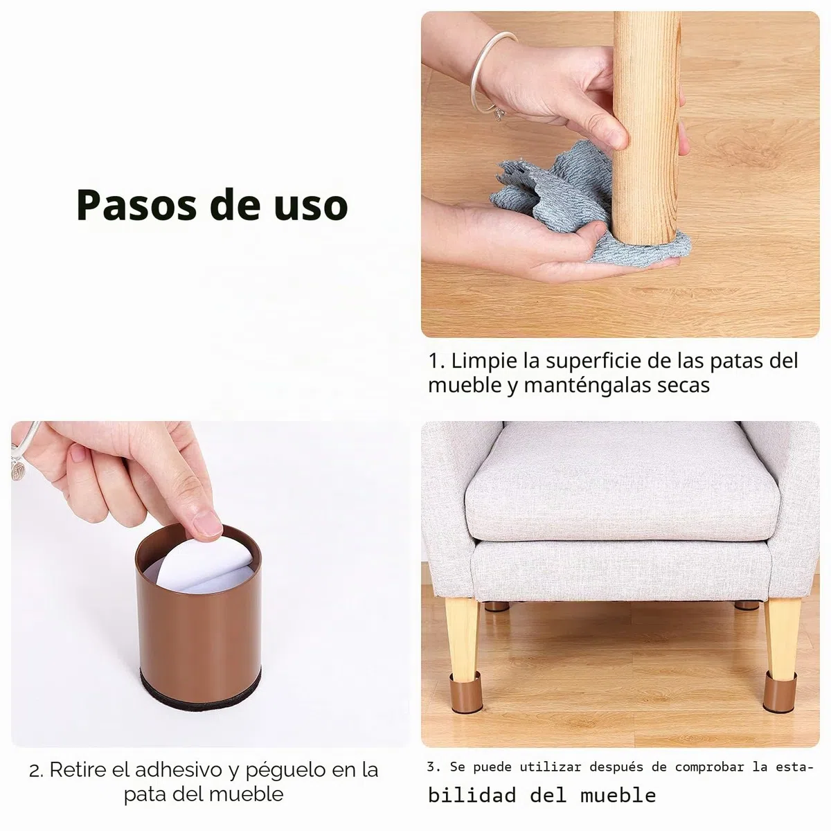 RCHYFFED Elevadores de Muebles 2,4 '' Alto de Acero, Elevador de Cama, Protege Suelos Pies de Mesa y Silla, Altura de Elevación de 5 cm para Sofá y Armarios, Patas de Somier con Autoadhesivo
