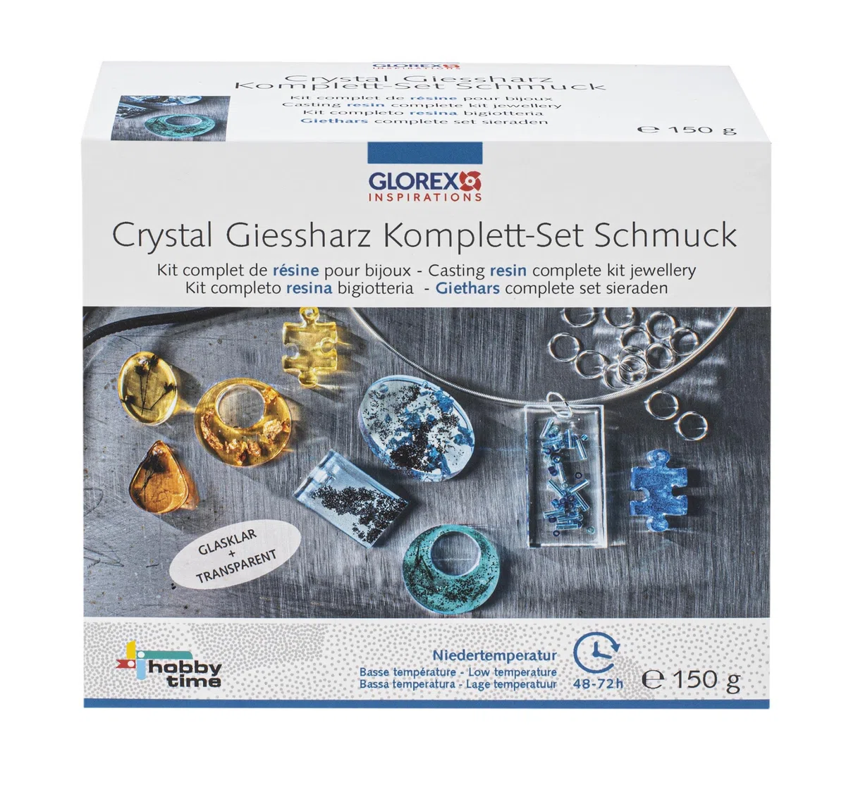 GLOREX- Kit Cristal Resina Joyas Bisutería 520-Juego Completo moldeo Hacer Individuales Formas una Idea de Regalo Creativa, Multicolor, 150 g (6 2101 520)