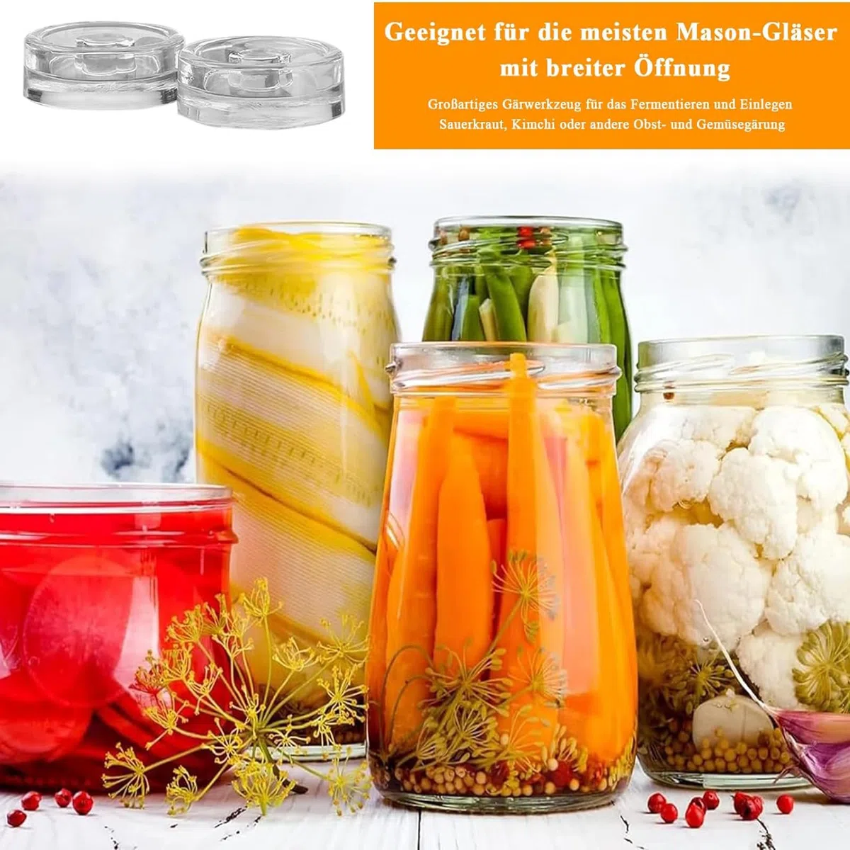 Pesos de Fermentación, 4 Piezas Pesas de Fermentación, Pesas Para Tarros de Conserva de Pepino, Pesas de Vidrio Para Fermentación Ø 7cm, Pesas de Vidrio Para Fermentación