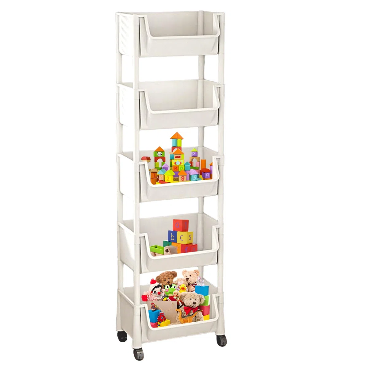 Carrito multiusos enrollable - Carrito de almacenamiento de libros multietapa con ruedas, gran capacidad de carga | Organizador de juguetes con ruedas, espacios estrechos, organizador de aulas, para