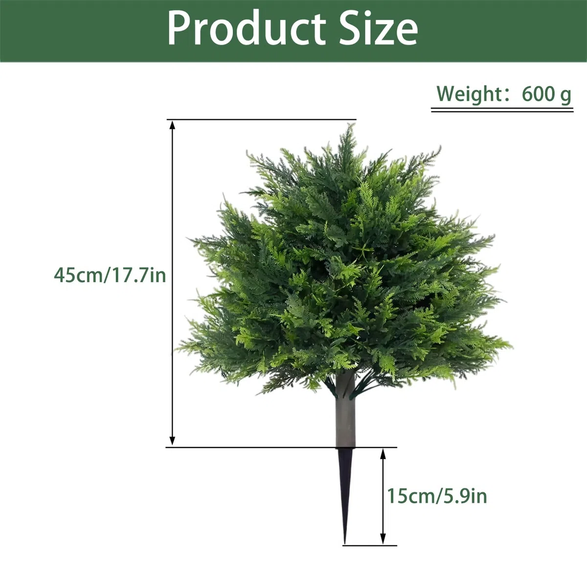Árboles topiarios de cedro artificiales para exteriores, plantas de ciprés realistas para interiores, árbol de hoja perenne resistente a la intemperie de 2 pies con estaca de tierra para patio, jardín