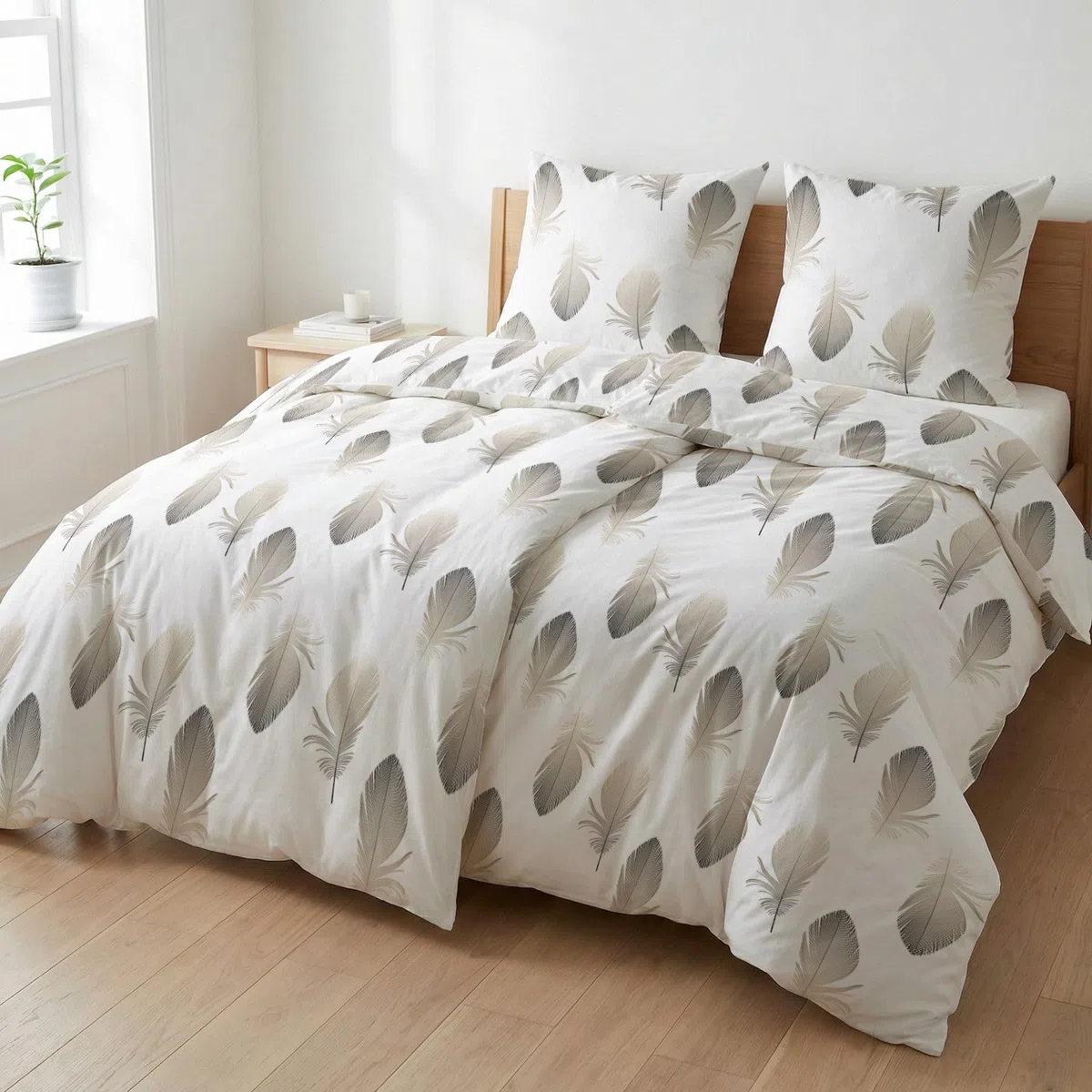etérea - Juego de Cama (4 Piezas, 135 x 200 cm + 80 x 80 cm, algodón), Color Blanco