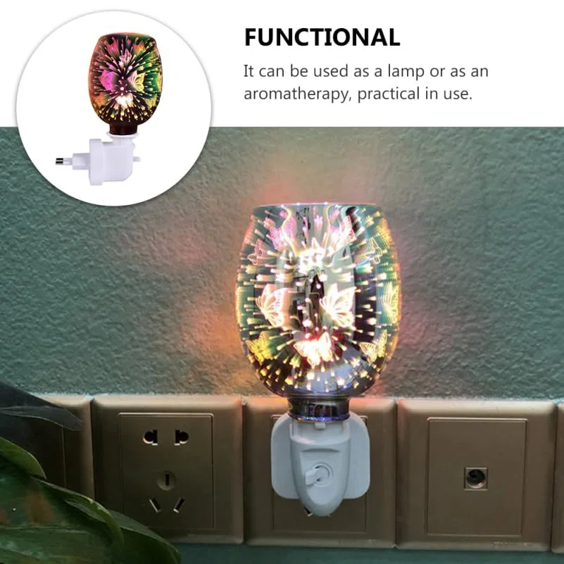 Mobestech Lámpara Aromaterapia Eléctrica 3D Patrón Deslumbrante Sin Humo para Quemador Wax Melts Y Aceites Esenciales Luz Decorativa para Hogar Oficina Dormitorio Enchufe UE 5.51X3.14X3.14In