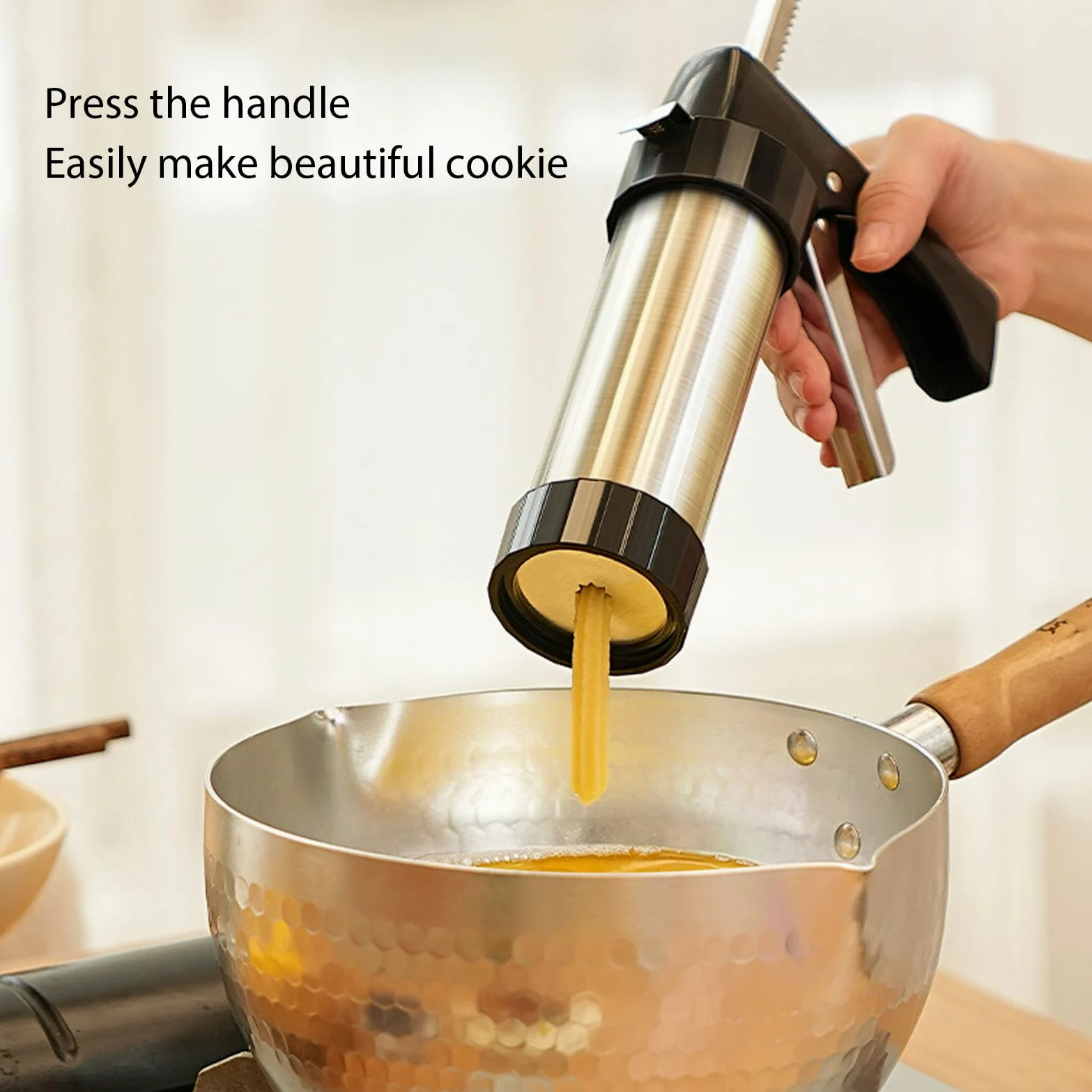 Prensa para Galletas, Galletera Manual de Acero Inoxidable Kit de Pistola para Galletas DIY Suministros de Decoración para Bizcochos Pasteles Postres Churros Españoles