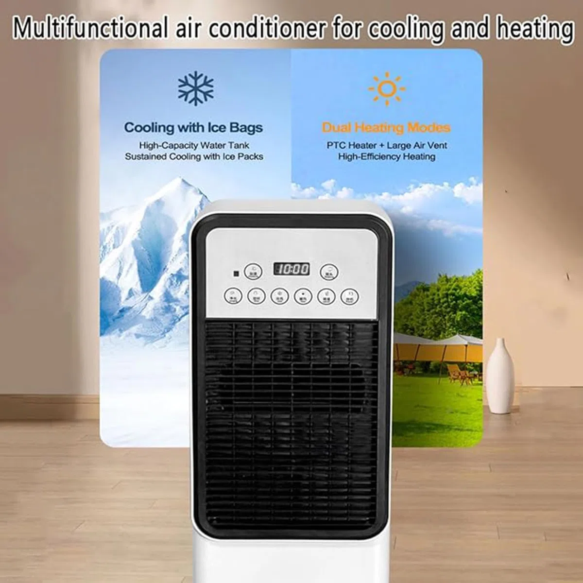4 en 1 AC portátil, 12000 BTU de refrigeración y 10000 BTU unidad de calefacción.R290 Deshumidificador ecológico con modo ventilador.Operación silenciosa para el dormitorio, oficina, RV.Incluye Kit de