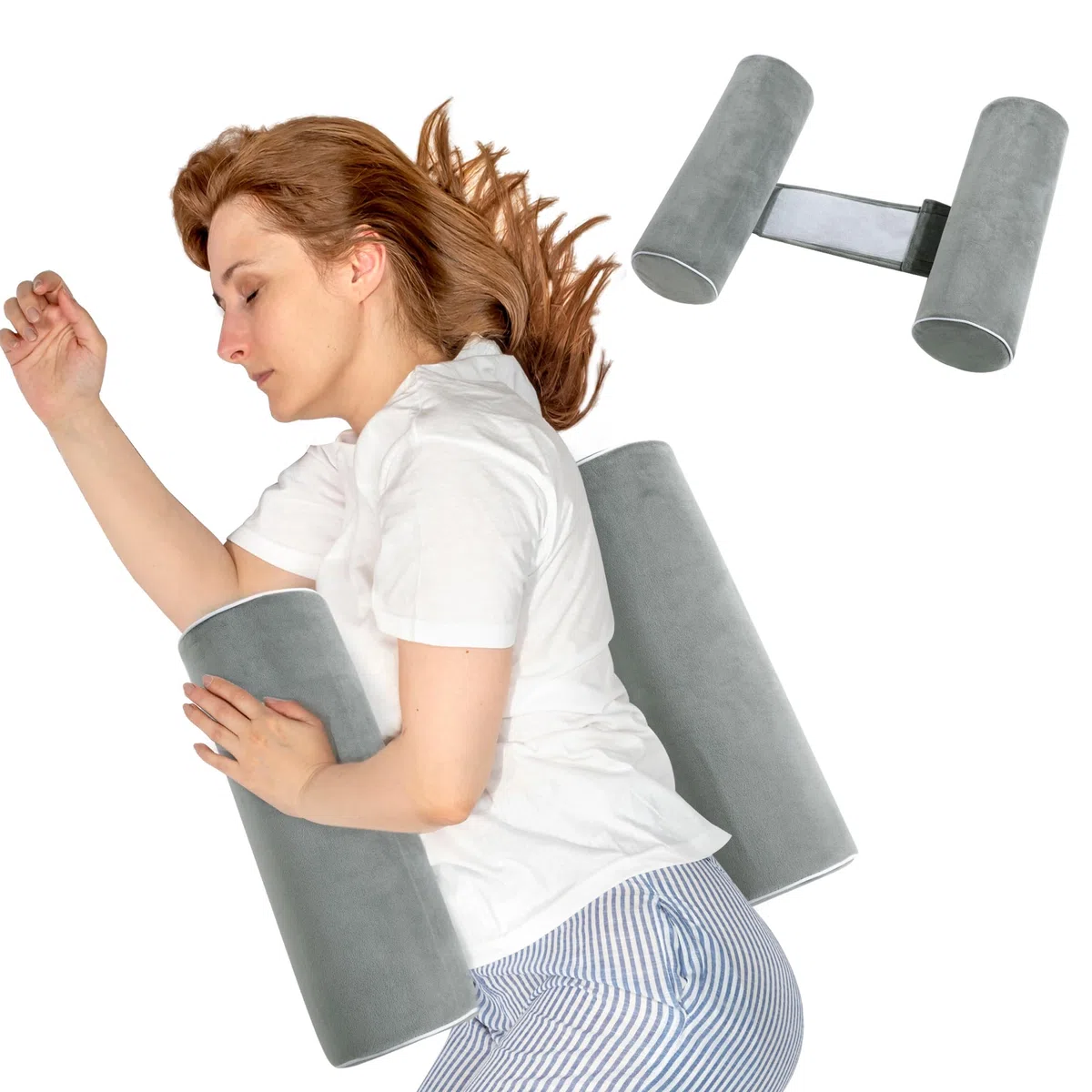 BALAPET Almohada de posición Corporal para Dormir de Lado, Entrenador de Apoyo de Espuma viscoelástica para Dormir de Lado, Almohada cilíndrica Enrollable para una Mejor respiración del sueño