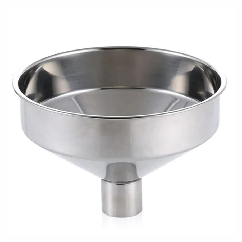 Embudo De Acero Inoxidable, Embudo De Cocina Grande, Herramientas De Filtro De Aceite De Cocina, Líquido, Boca Ancha De Metal, For Llenar Botellas Latas, 28x20cm
