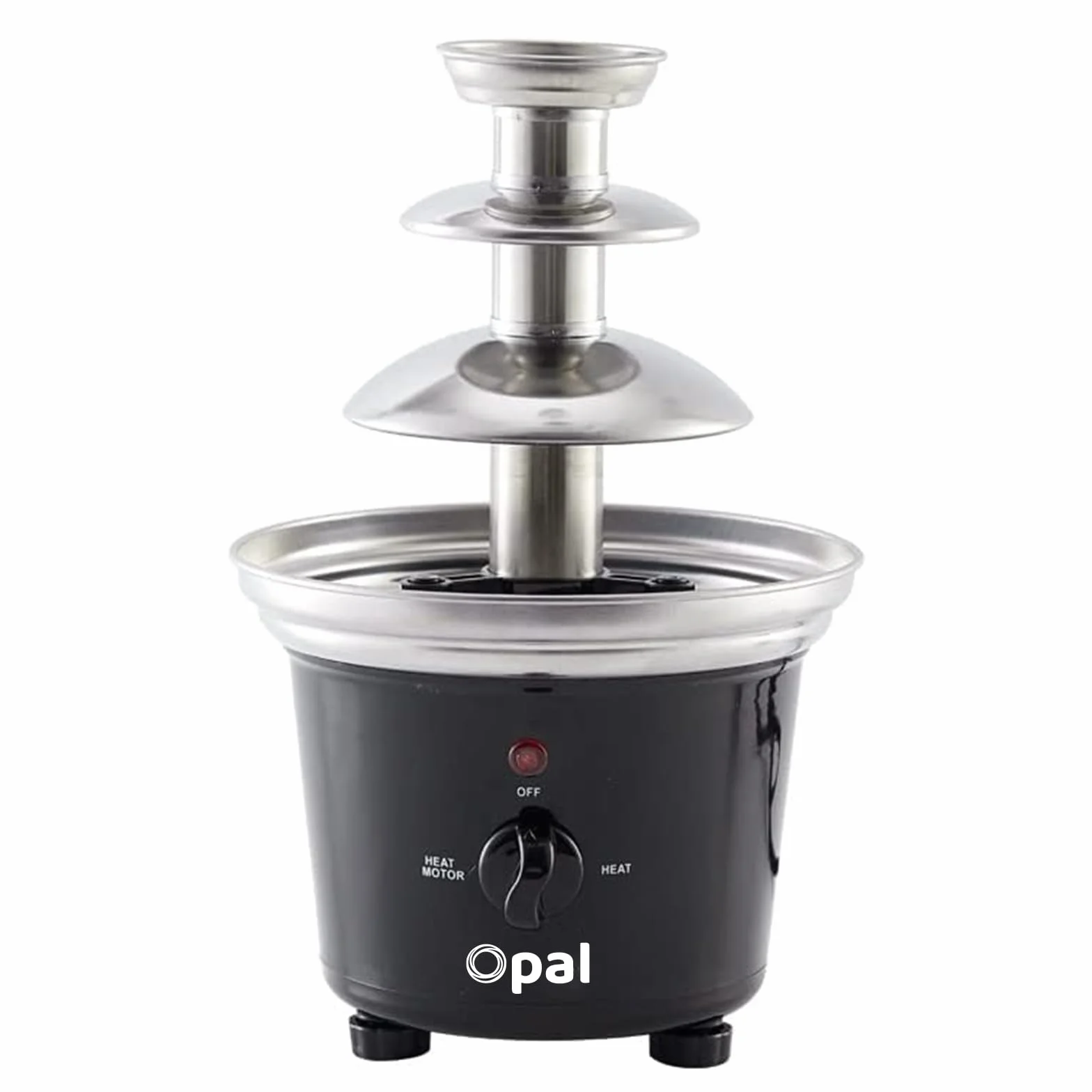 Opal Juego de fondue de fuente de chocolate de acero inoxidable de gran tamaño, 0.5L, máquina eléctrica de 3 niveles con base de olla de fusión en caliente (OCF17)