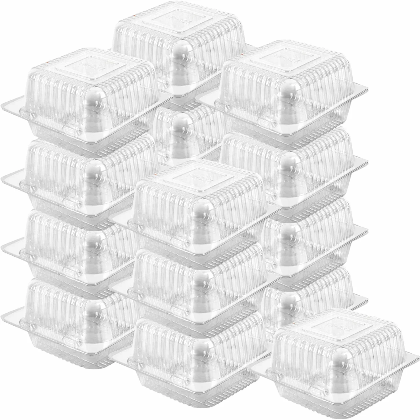 Axe Sickle 200 recipientes de plástico transparente con bisagras de 5 x 5 pulgadas para llevar, bandeja para llevar, recipientes de comida para postres, aperitivos, pasteles, galletas, ensaladas