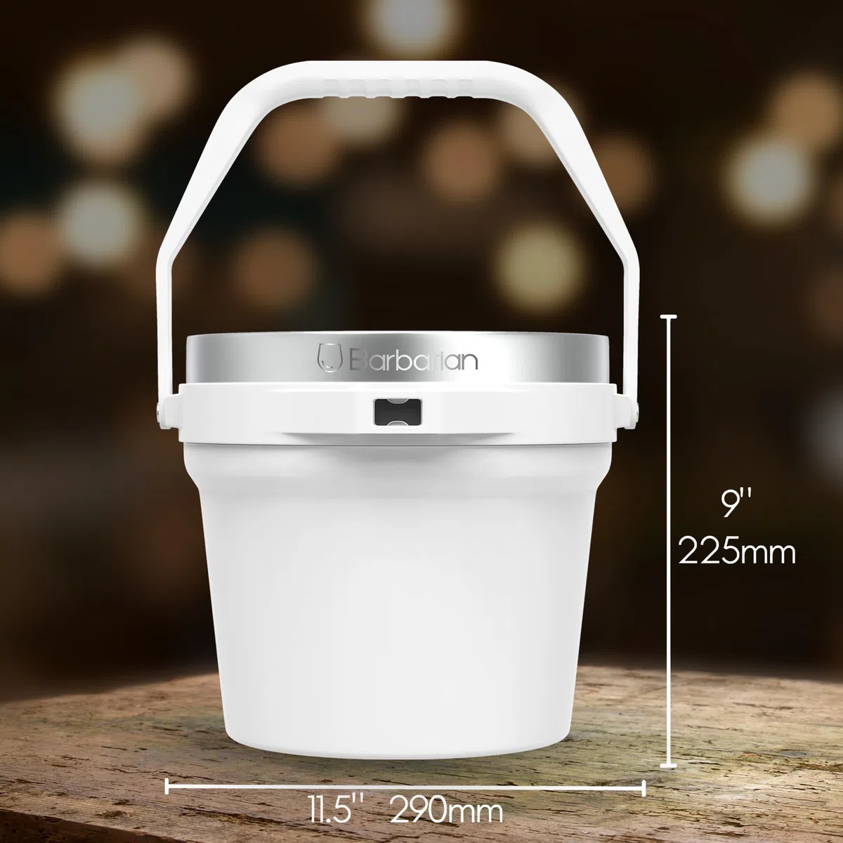 Barbarian - Cubo de hielo aislado al vacío de doble pared con tapa, capacidad extra grande de 7 litros con cuchara de hielo y abridor de botellas integrado, color blanco
